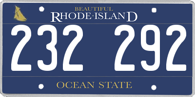 RI license plate 232292