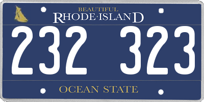 RI license plate 232323