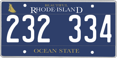 RI license plate 232334