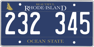 RI license plate 232345