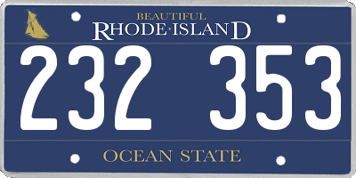 RI license plate 232353