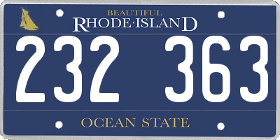 RI license plate 232363