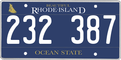 RI license plate 232387