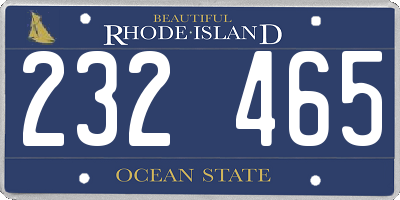RI license plate 232465