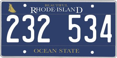 RI license plate 232534