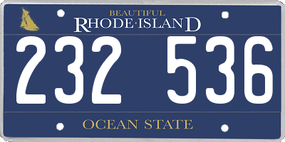 RI license plate 232536