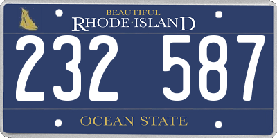RI license plate 232587