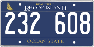 RI license plate 232608