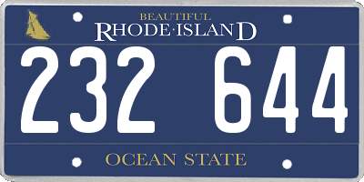RI license plate 232644