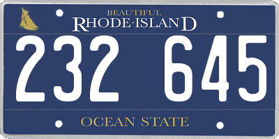 RI license plate 232645