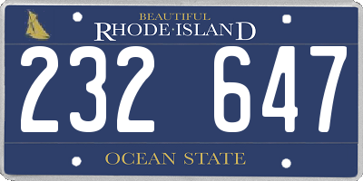 RI license plate 232647