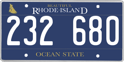 RI license plate 232680
