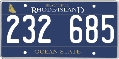 RI license plate 232685