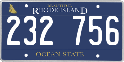 RI license plate 232756
