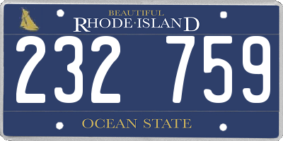 RI license plate 232759