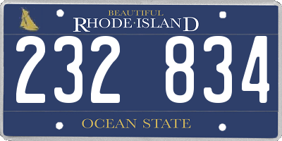 RI license plate 232834