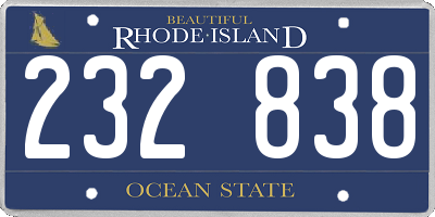 RI license plate 232838