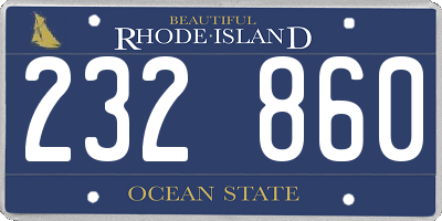 RI license plate 232860