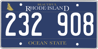 RI license plate 232908