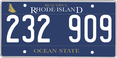 RI license plate 232909