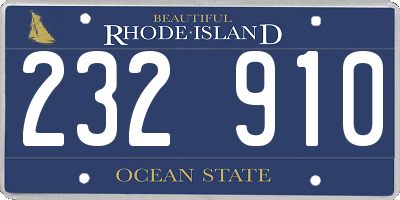 RI license plate 232910