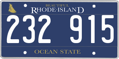 RI license plate 232915