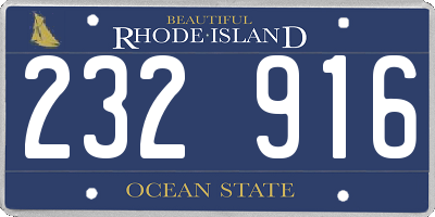 RI license plate 232916