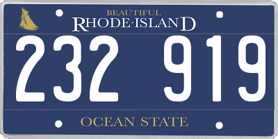 RI license plate 232919