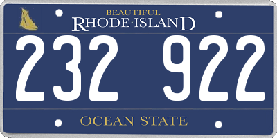 RI license plate 232922