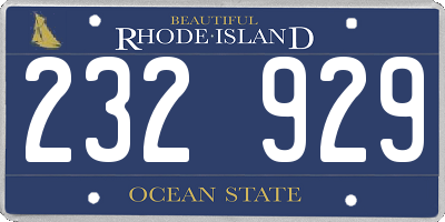 RI license plate 232929