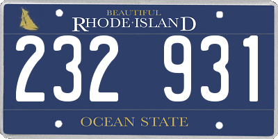 RI license plate 232931