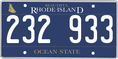 RI license plate 232933