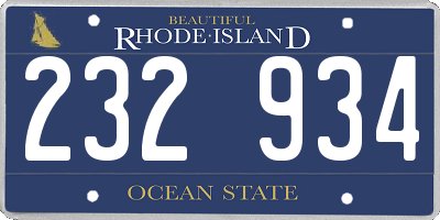 RI license plate 232934