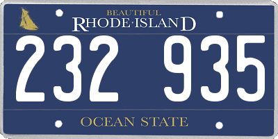 RI license plate 232935