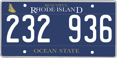 RI license plate 232936