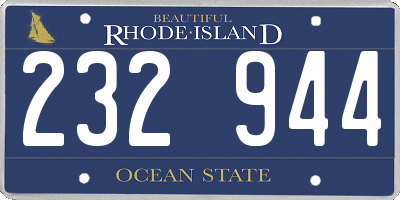 RI license plate 232944