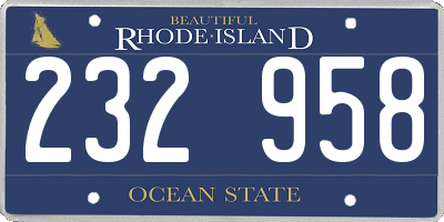 RI license plate 232958