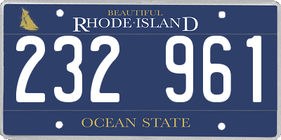 RI license plate 232961