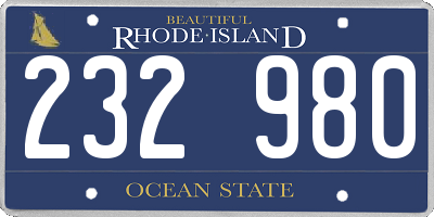 RI license plate 232980
