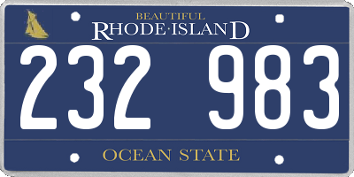 RI license plate 232983