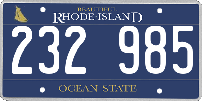 RI license plate 232985