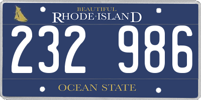 RI license plate 232986