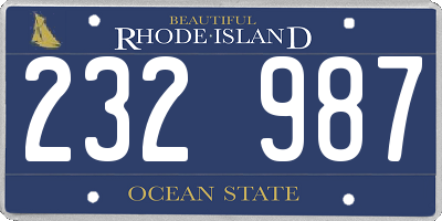 RI license plate 232987