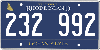 RI license plate 232992