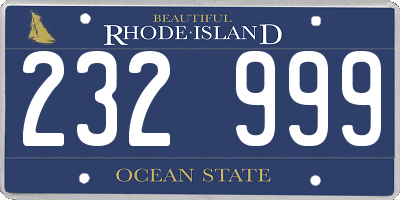 RI license plate 232999