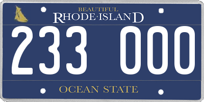 RI license plate 233000
