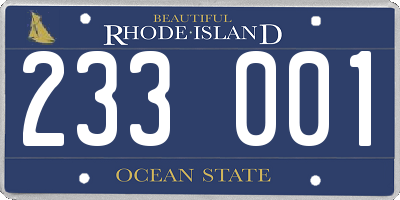 RI license plate 233001