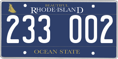 RI license plate 233002