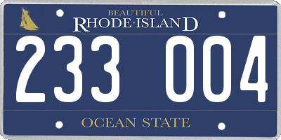 RI license plate 233004