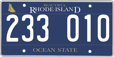 RI license plate 233010
